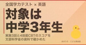 全国学力テストの英語は中学3年生が対象。実施は3回で、令和8年度は4技能CBTのIRTスコア499だった